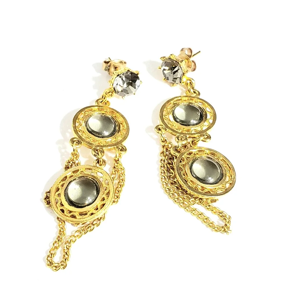 Ornate Long Dangle Pierced Earrings 2.5